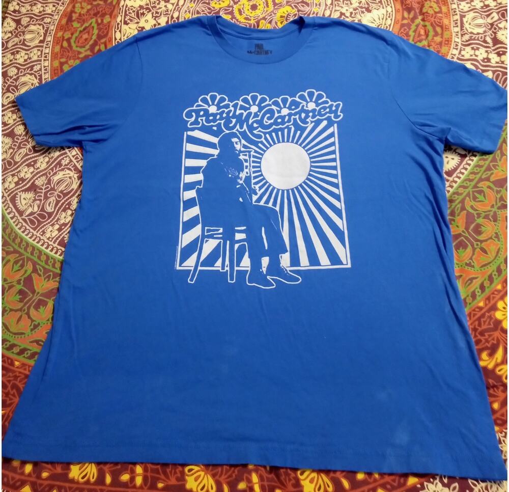 Paul McCartney Retro Style Sunburst Distressed Graphic Band Tee Shirt SZ 2XL
